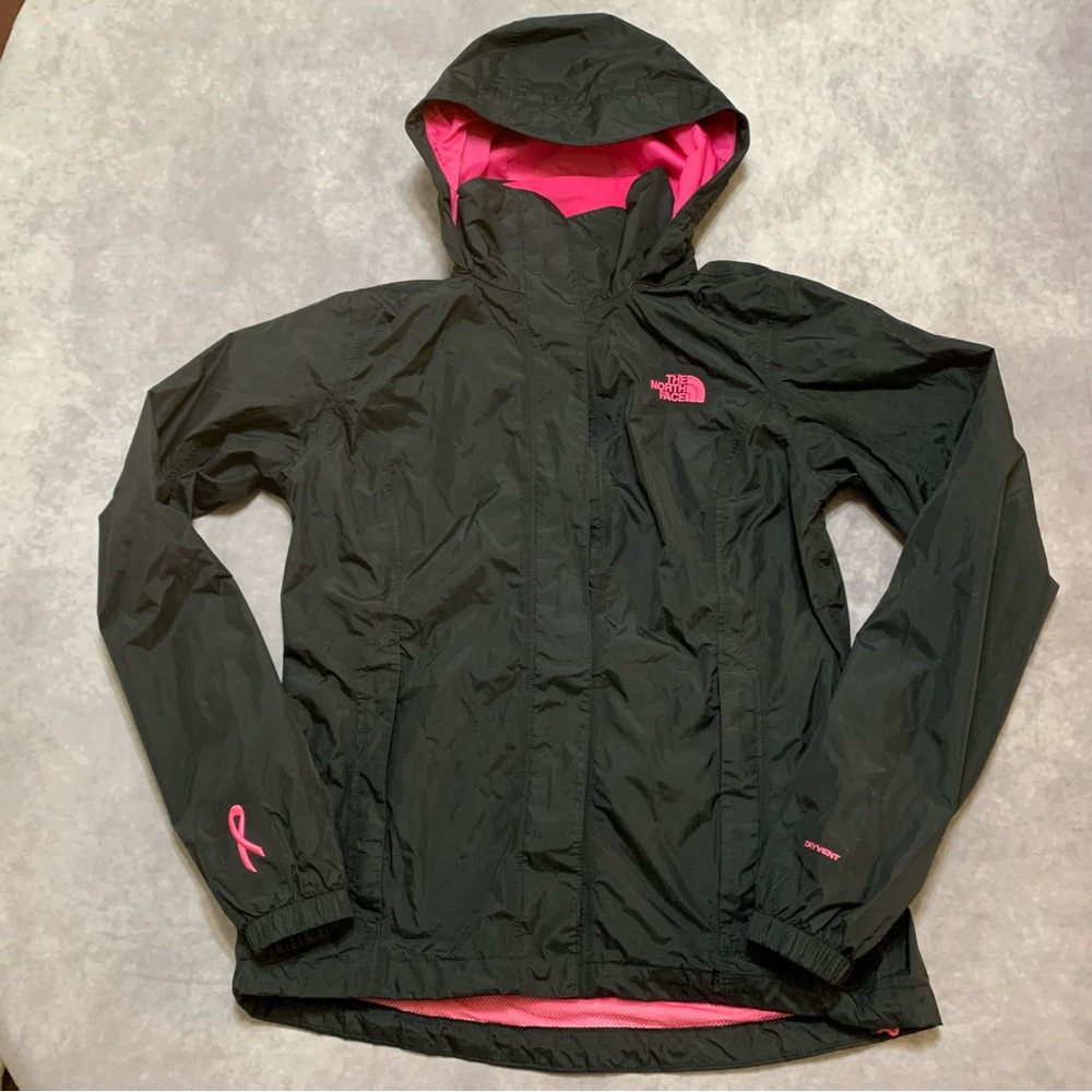 The North Face Breast Cancer  Hyvent Hooded Lightweight Black Jacket Womens S